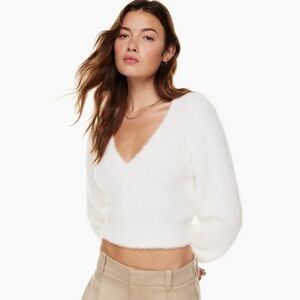 Aritzia Sunday Best Cream V-Neck Sweater